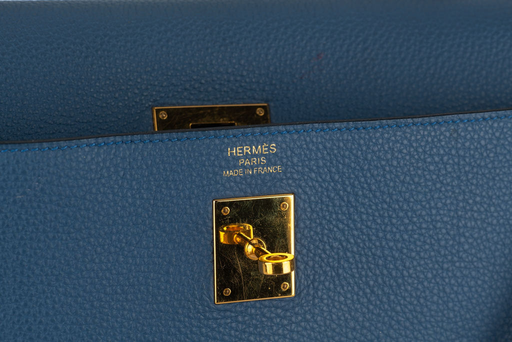 Hermès Blue Brighton Kelly Retourne 40