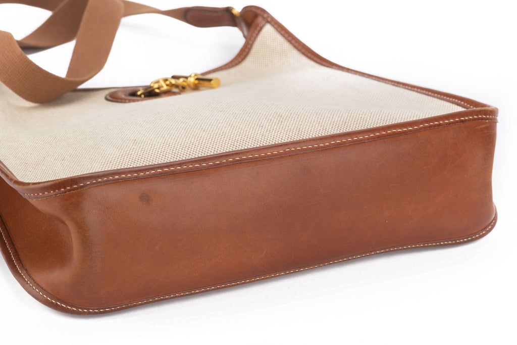 Hermès Toile and Gold Leather Vespa Bag