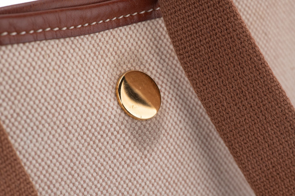 Hermès Toile and Gold Leather Vespa Bag