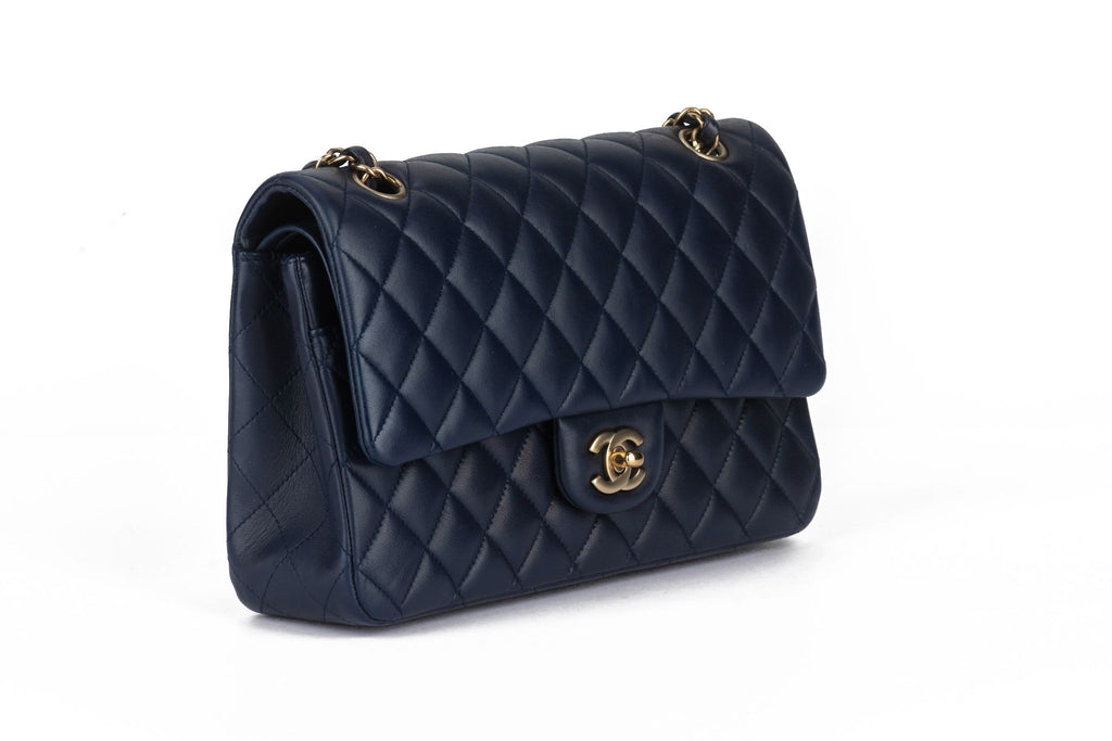 Chanel Navy Lambskin Double Flap Bag