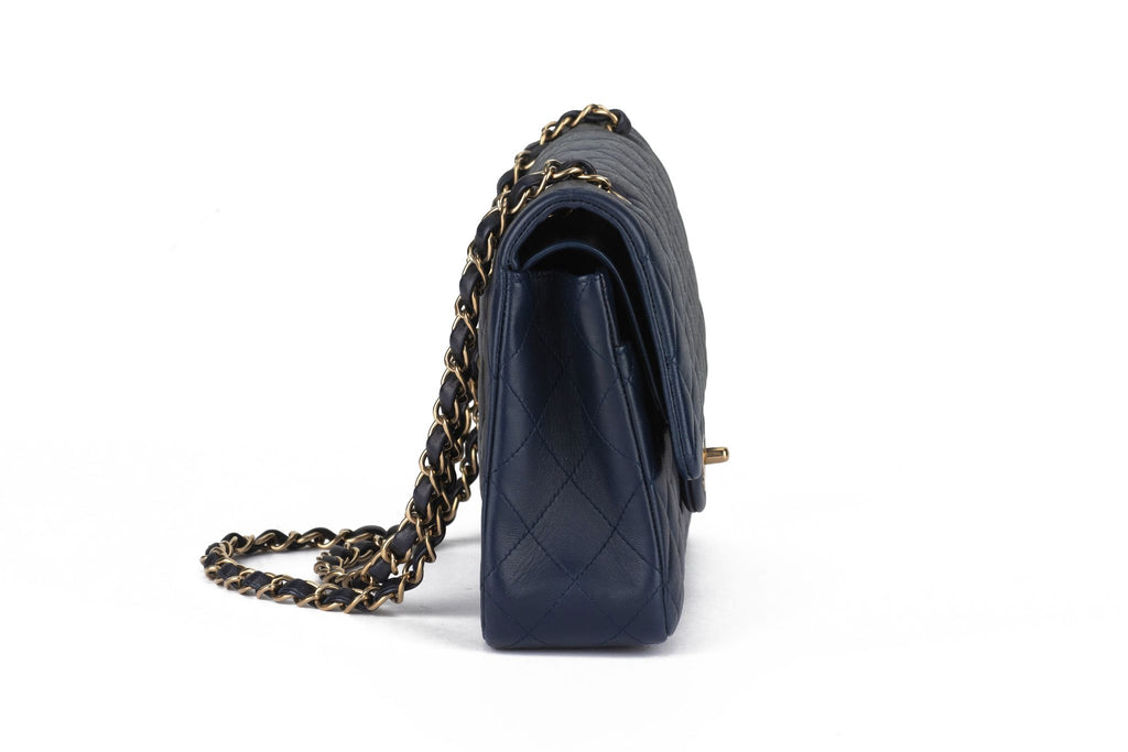 Chanel Navy Lambskin Double Flap Bag