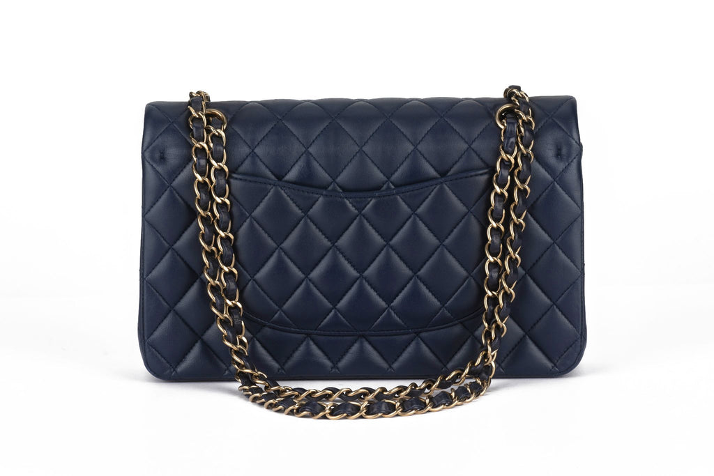 Chanel Navy Lambskin Double Flap Bag