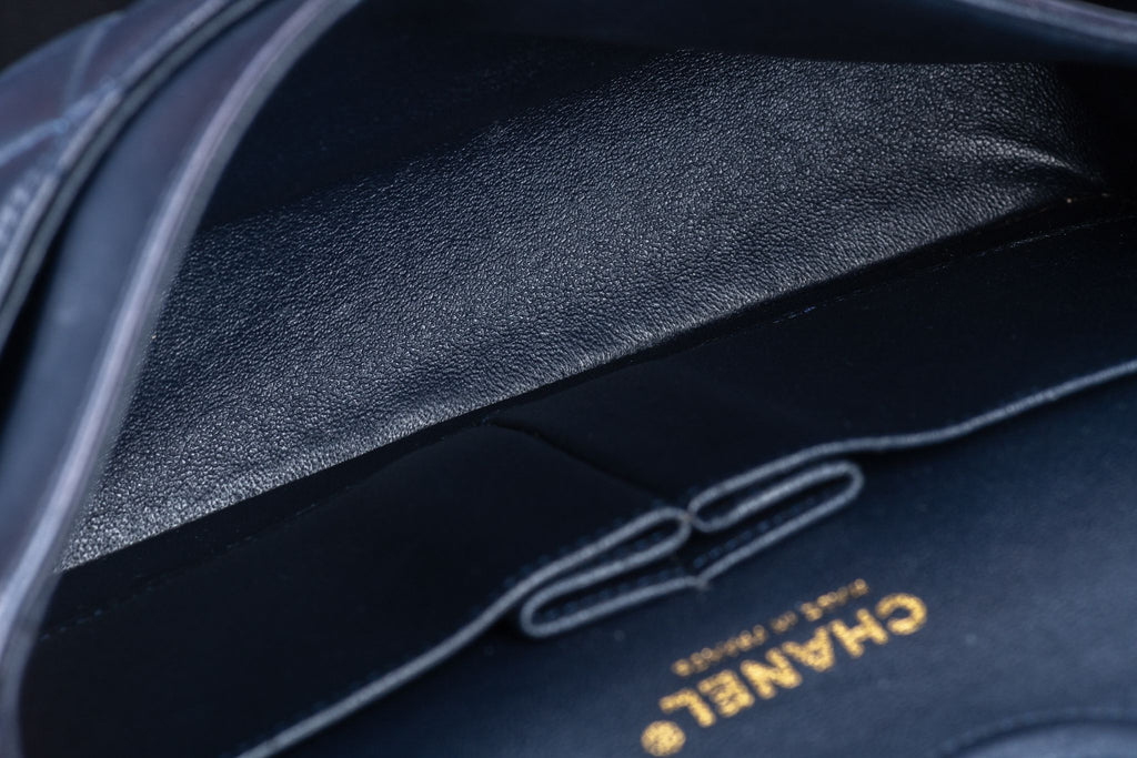 Chanel Navy Lambskin Double Flap Bag