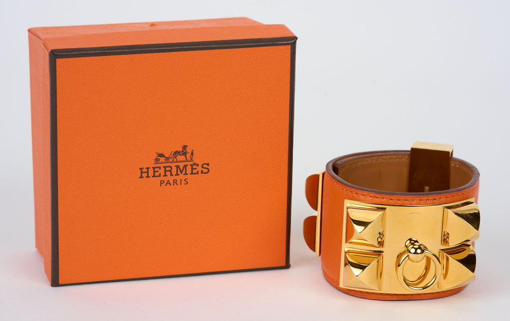 Hermès Orange Swift CDC Gold Bracelet
