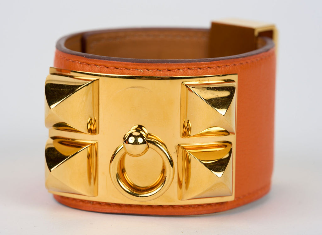 Hermès Orange Swift CDC Gold Bracelet