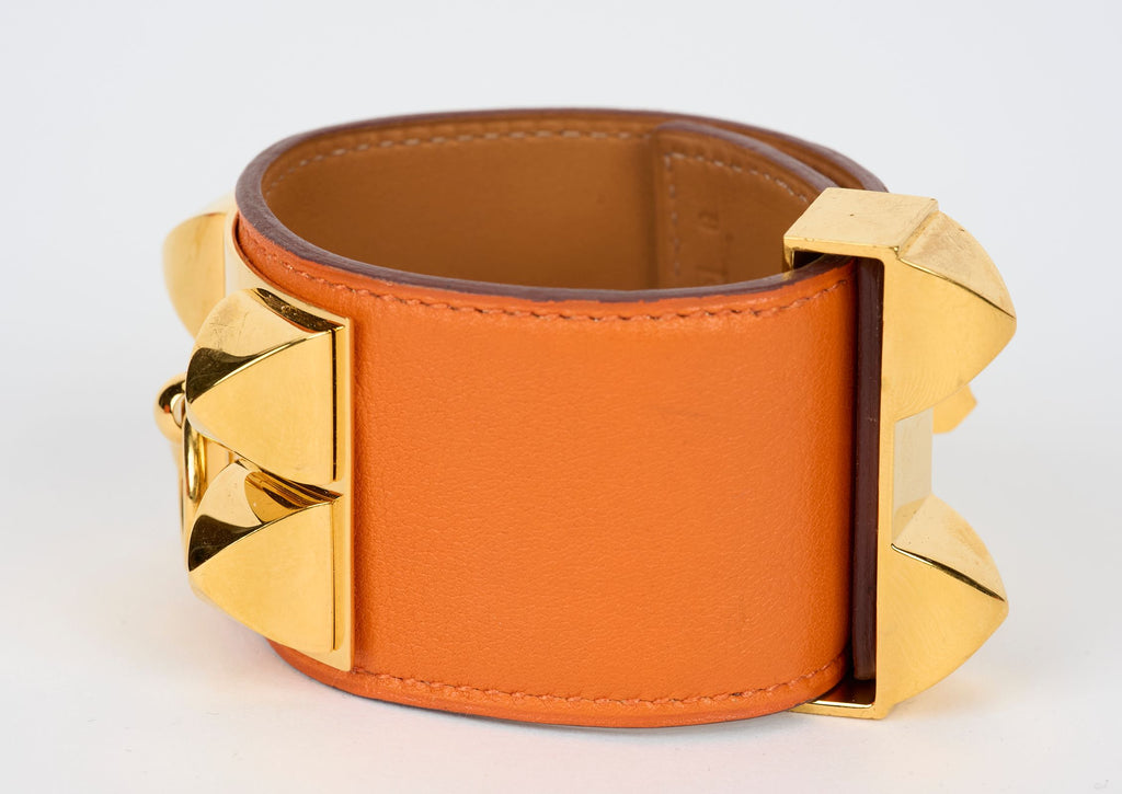 Hermès Orange Swift CDC Gold Bracelet