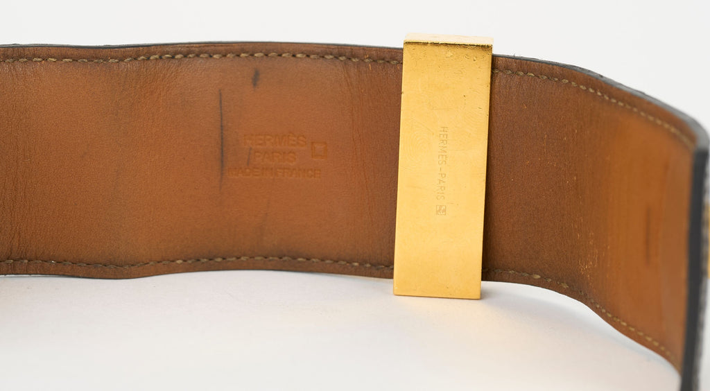 Hermès Black Croc CDC Gold Bracelet