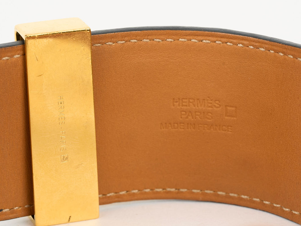 Hermès Black Croc CDC Gold Bracelet