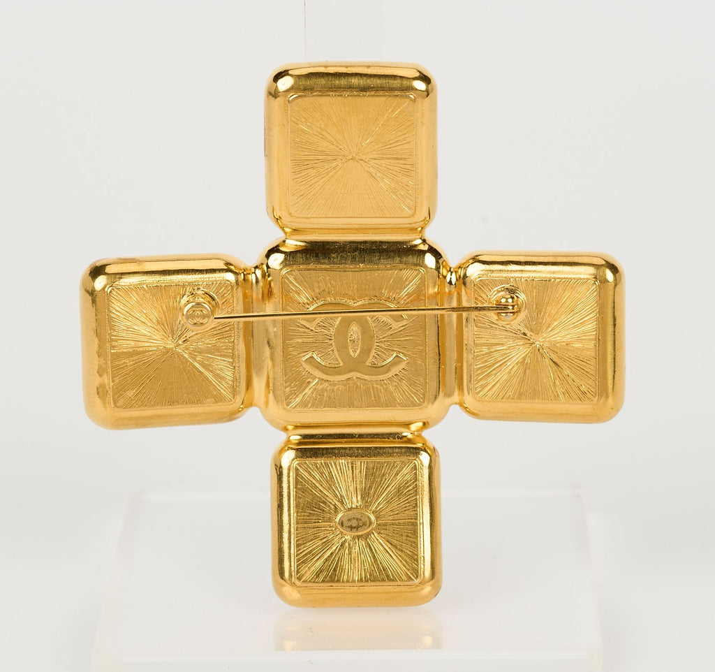 Chanel New Pearl Gripoix Cross Pin