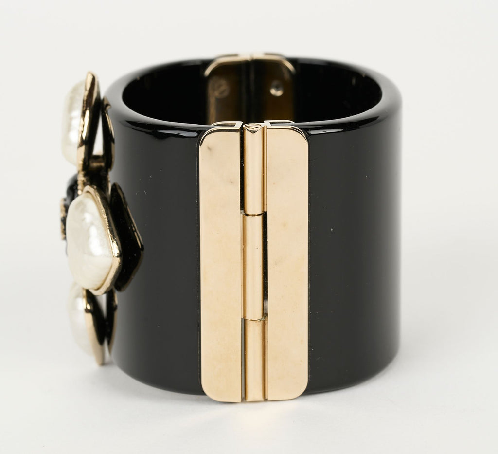 Chanel New Resin Pearl CC Cuff Bracelet