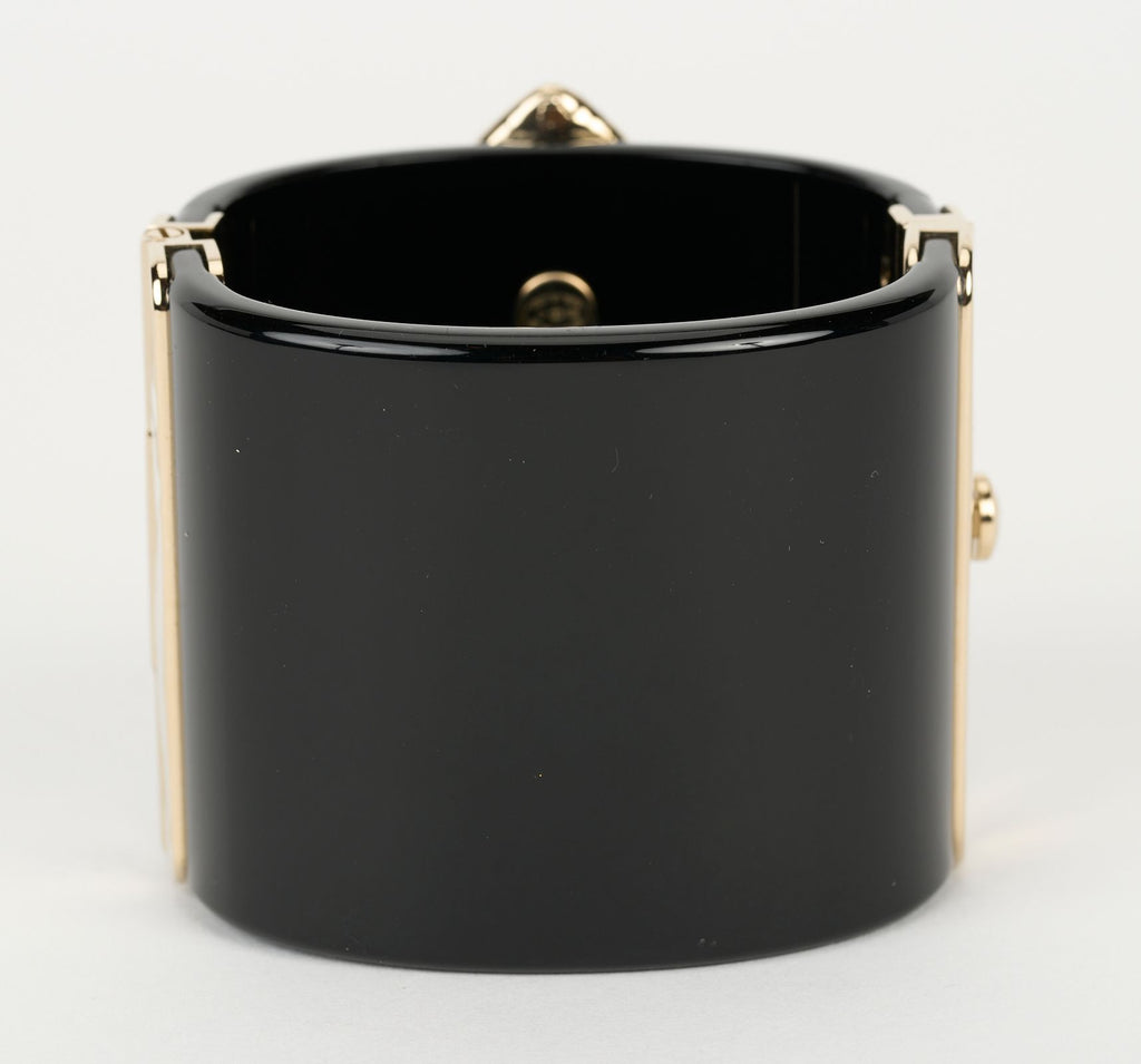 Chanel New Resin Pearl CC Cuff Bracelet