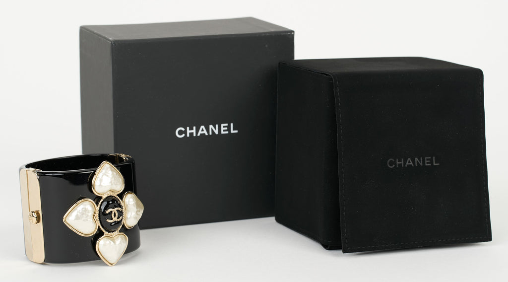Chanel New Resin Pearl CC Cuff Bracelet