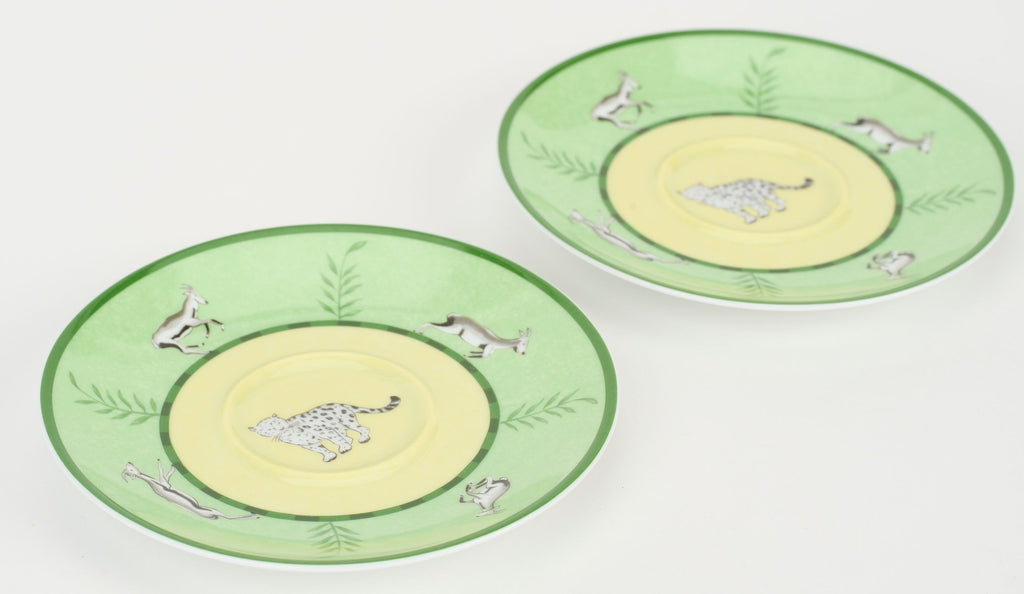 Hermès Set/2 Africa Green Teacups W/Box