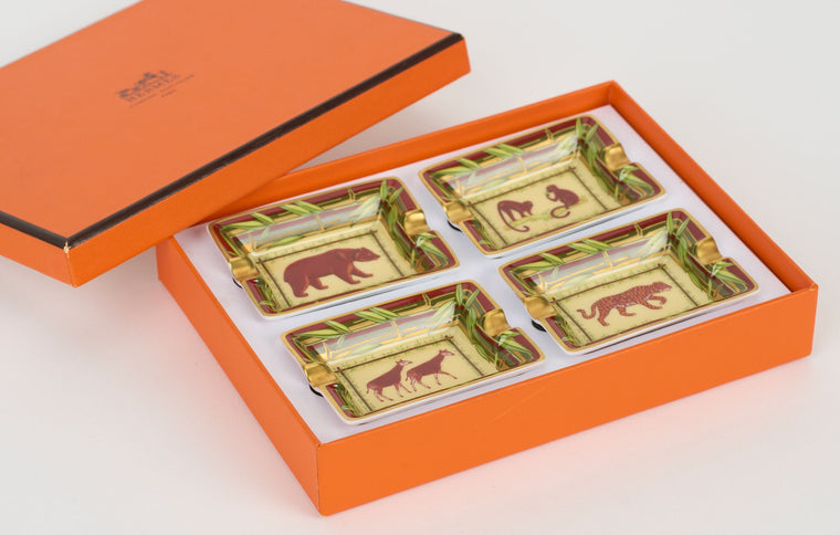 Hermès 4 Mini Jungle Porcelain Ashtrays