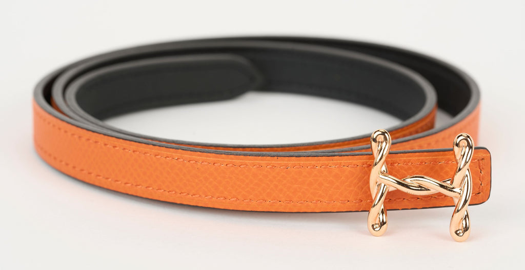 Hermès New Reversible Orange Belt Torsad