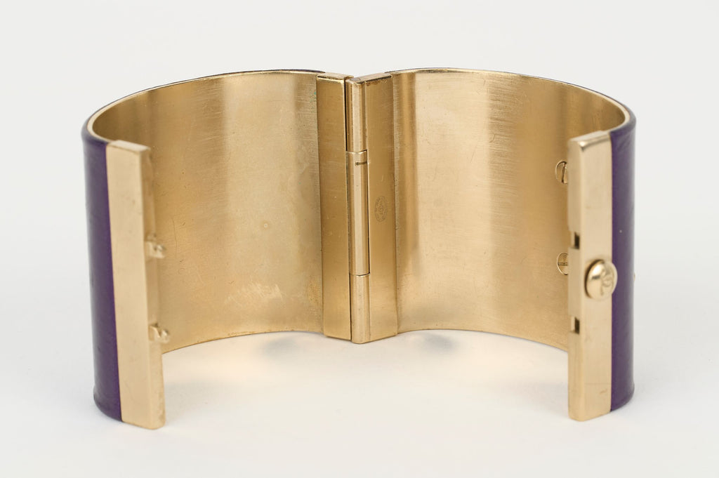 Chanel Purple Leather CC Cuff Bracelet