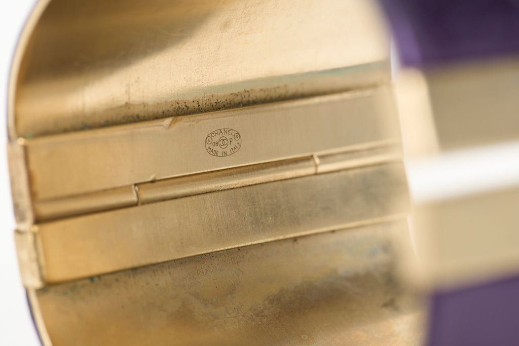 Chanel Purple Leather CC Cuff Bracelet