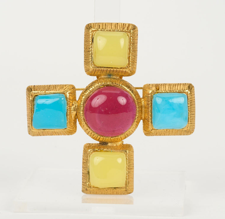 Chanel 70s Gripoix Cross Pin/Pendant