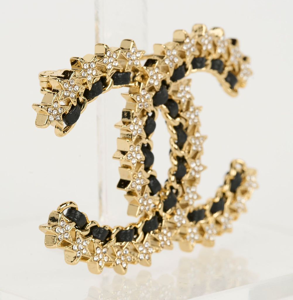 Chanel Stars & Leather CC Logo Pin