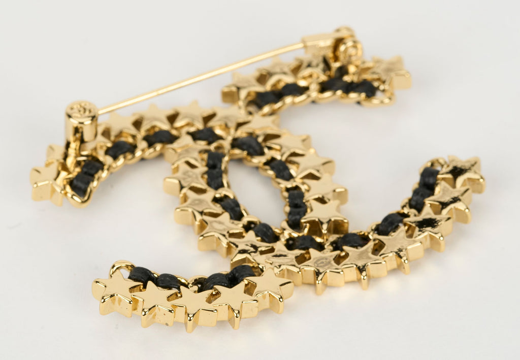 Chanel Stars & Leather CC Logo Pin
