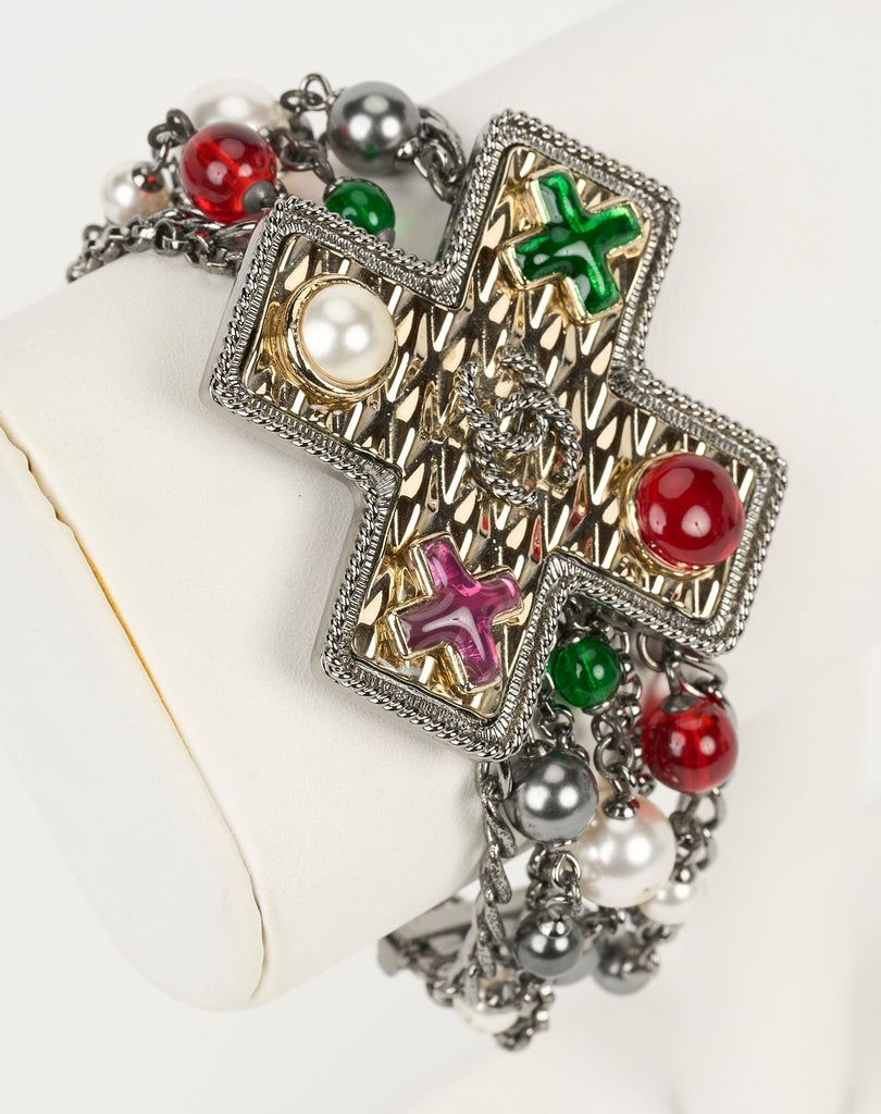 Chanel Girpoix Cross Gunmetal Bracelet