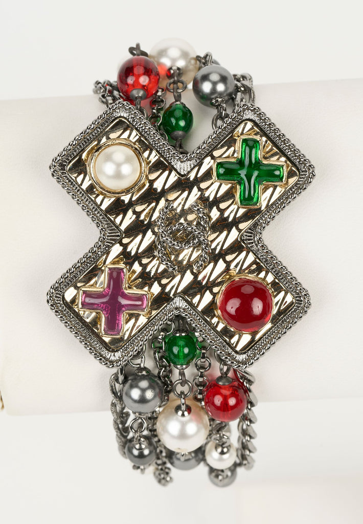Chanel Girpoix Cross Gunmetal Bracelet