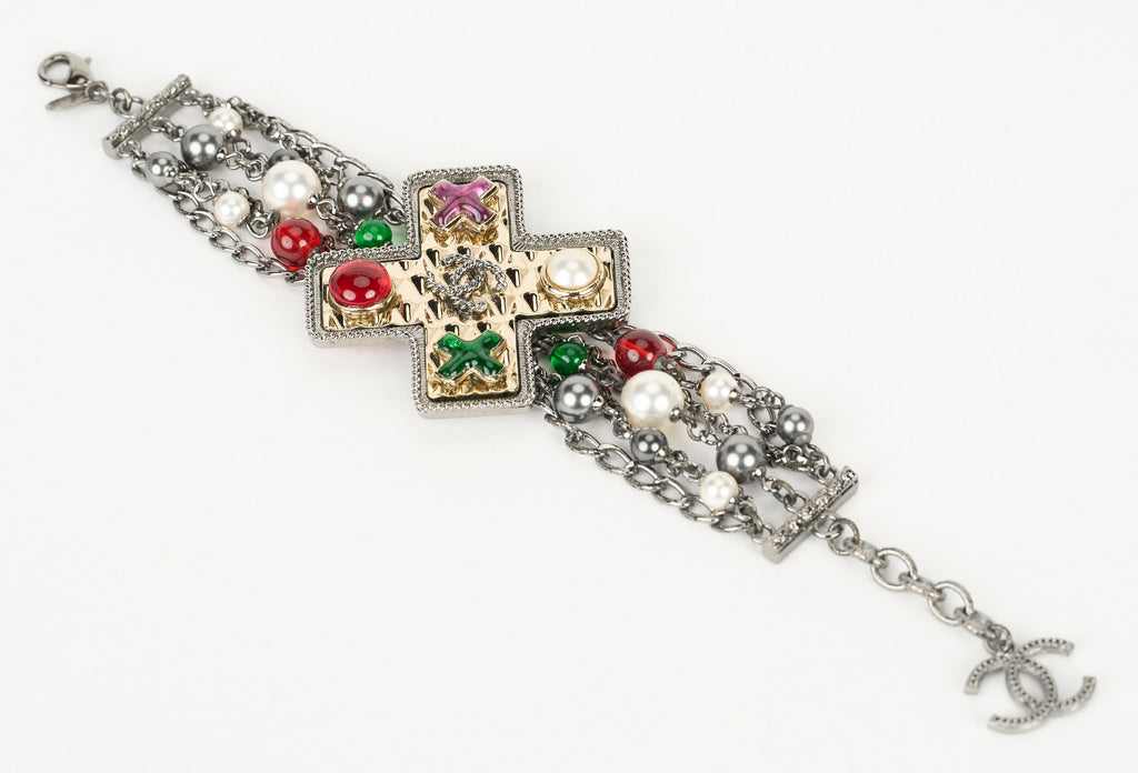 Chanel Girpoix Cross Gunmetal Bracelet