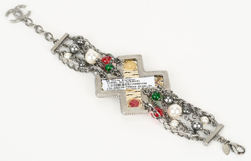 Chanel Girpoix Cross Gunmetal Bracelet