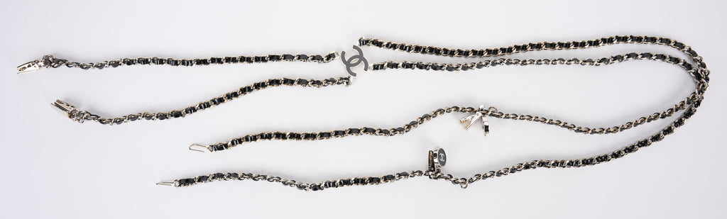 Chanel Silver Black Rare Suspenders