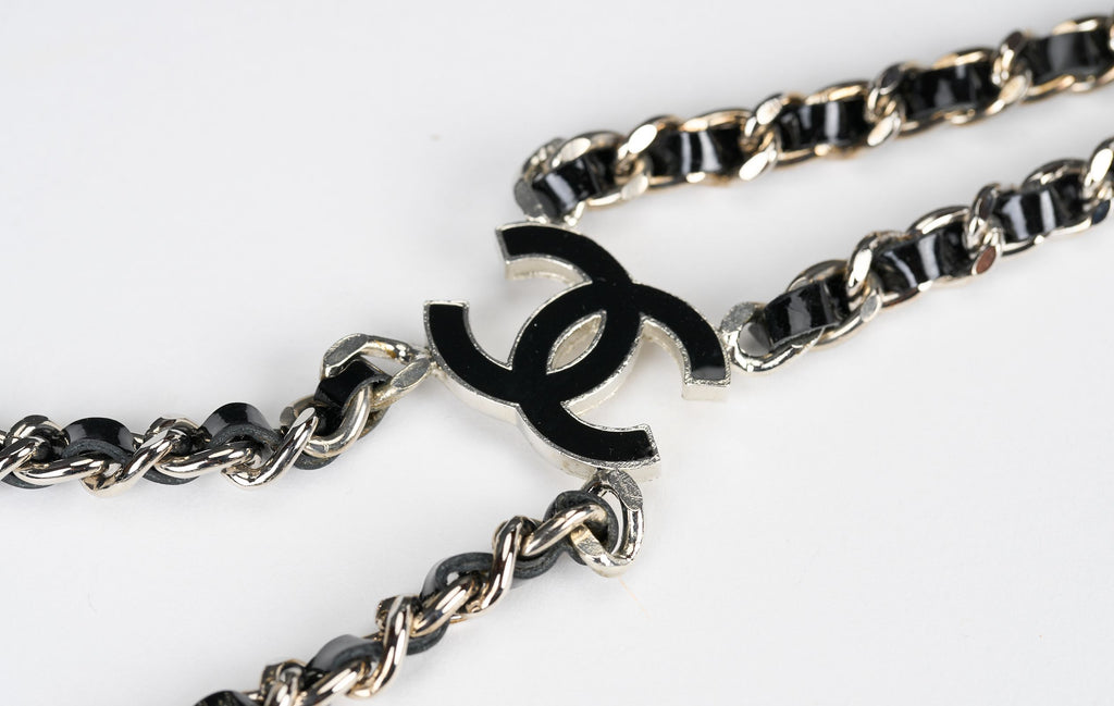 Chanel Silver Black Rare Suspenders