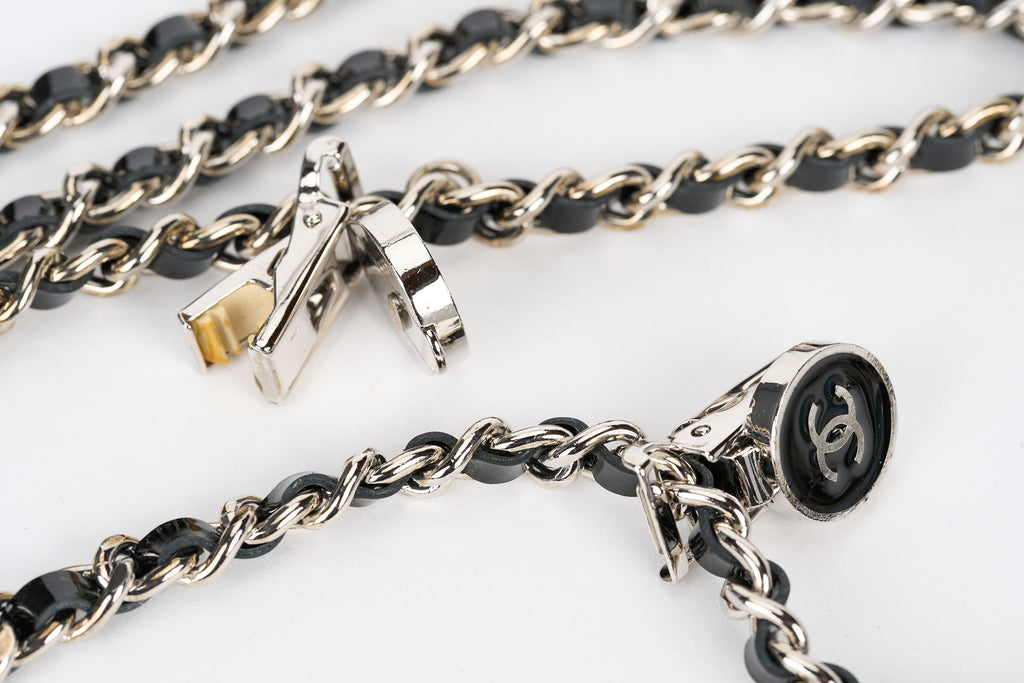 Chanel Silver Black Rare Suspenders