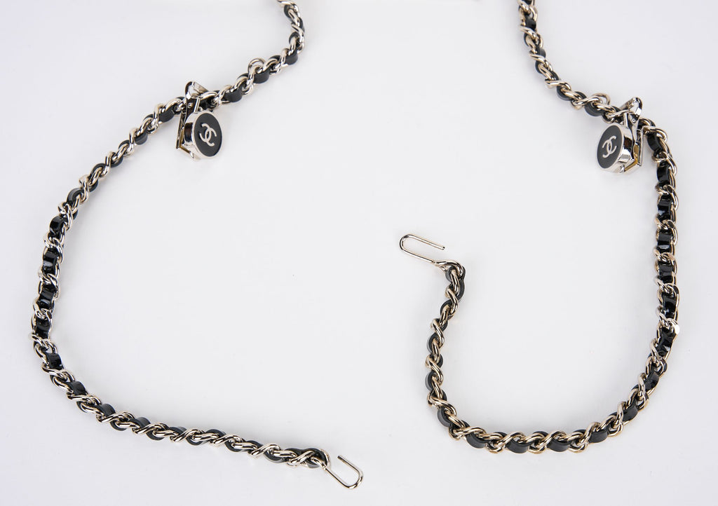 Chanel Silver Black Rare Suspenders