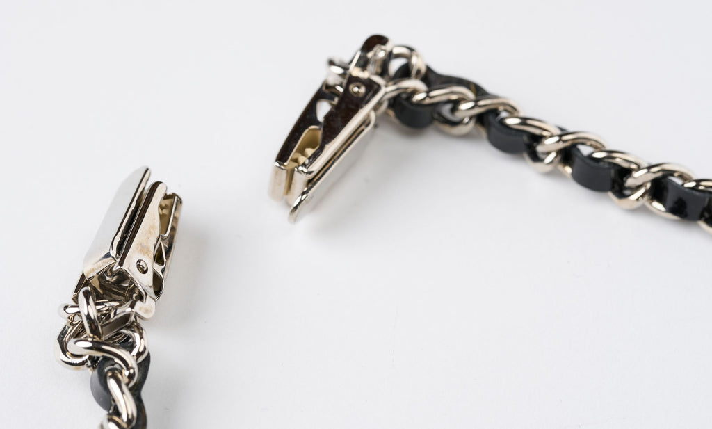 Chanel Silver Black Rare Suspenders