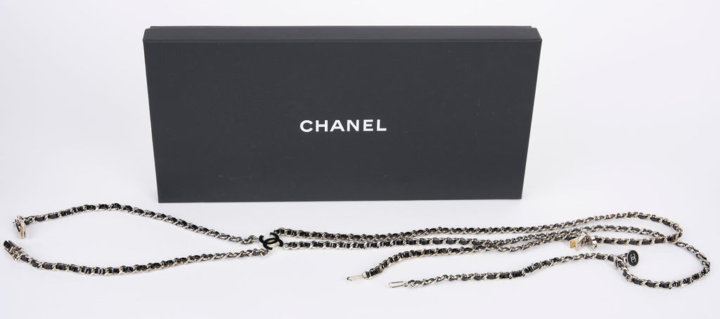 Chanel Silver Black Rare Suspenders