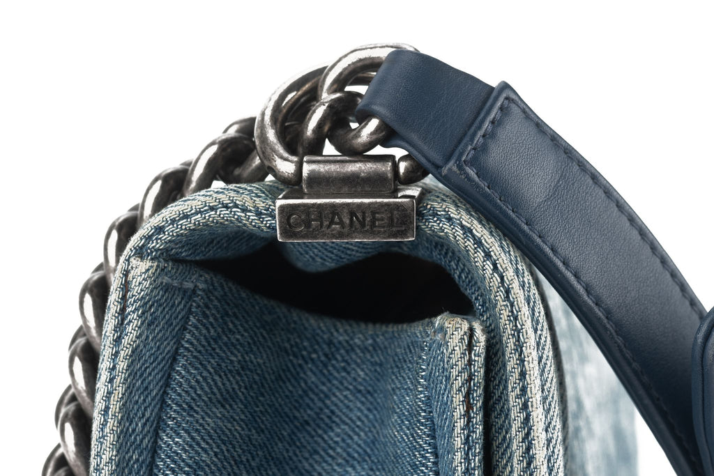 Chanel Denim Quilted Large Boy Flap Blue