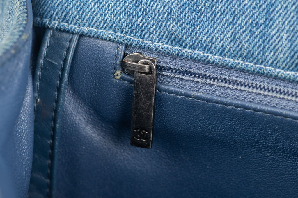 Chanel Denim Quilted Large Boy Flap Blue