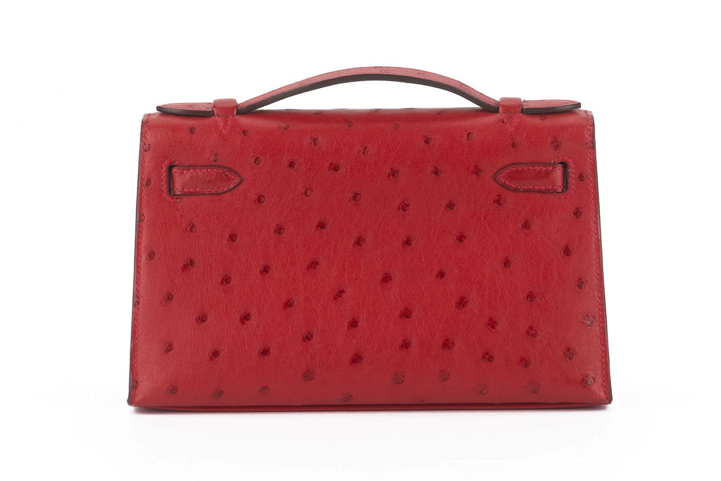Hermès Ostrich Kelly Pochette Rouge