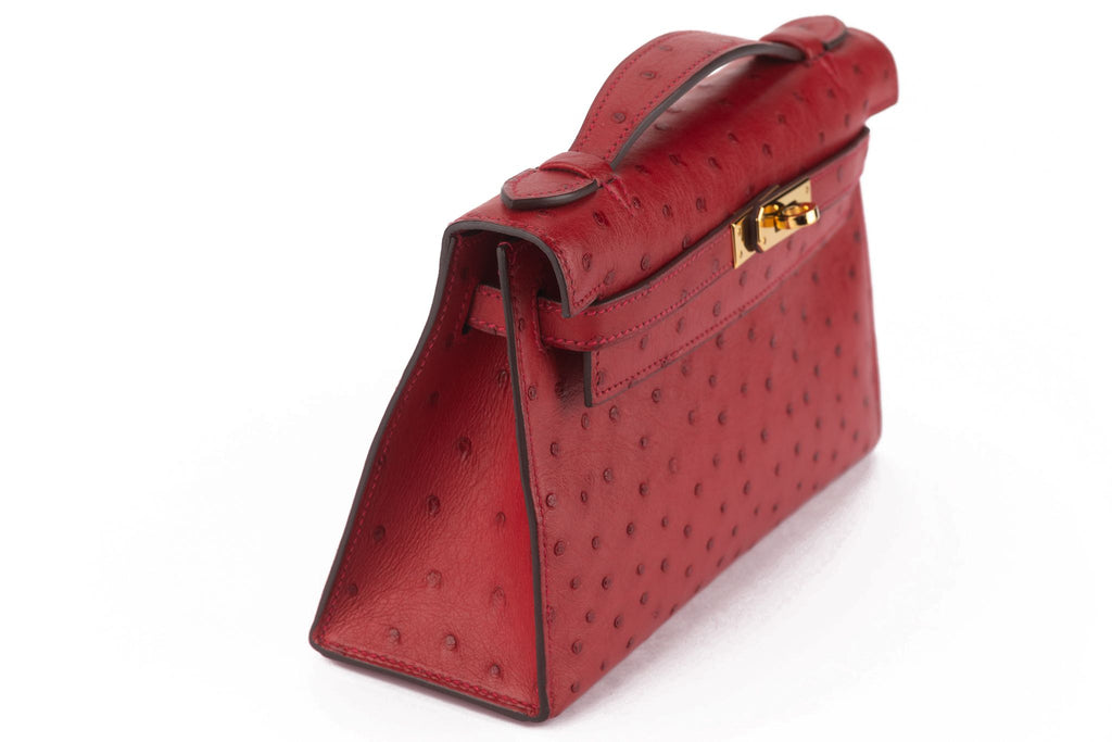 Hermès Ostrich Kelly Pochette Rouge