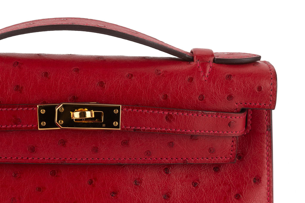 Hermès Ostrich Kelly Pochette Rouge