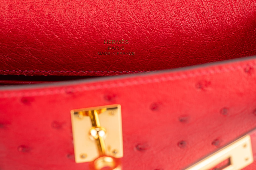 Hermès Ostrich Kelly Pochette Rouge