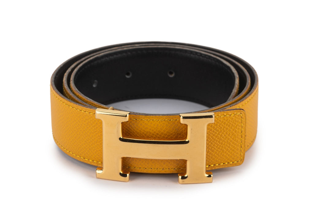 Hermès Reversible H Yellow Leather Belt