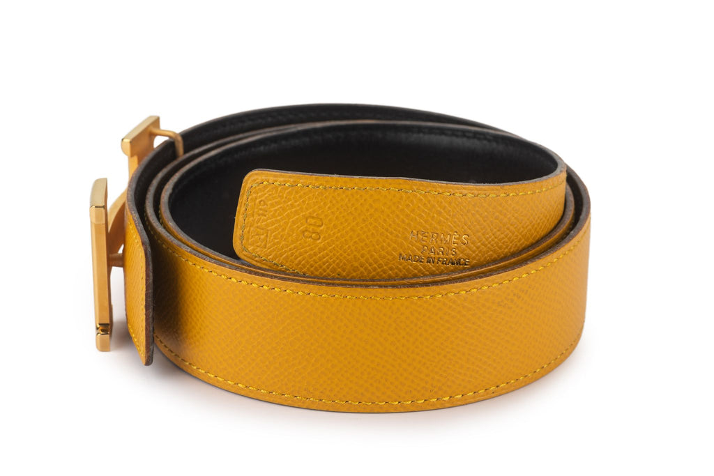 Hermès Reversible H Yellow Leather Belt