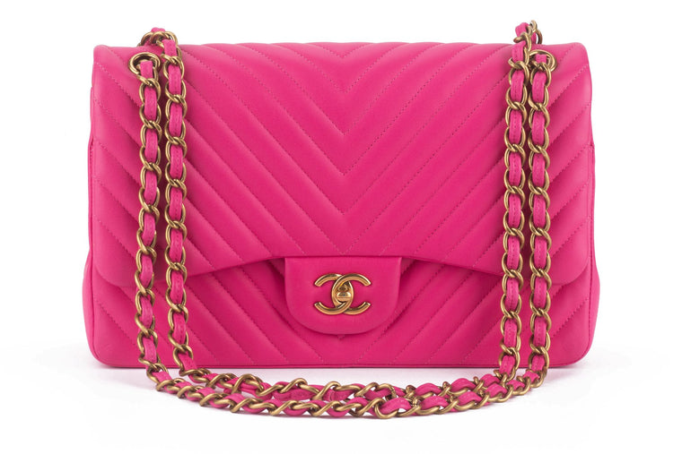 Chanel Pink Chevron Classic Double Flap