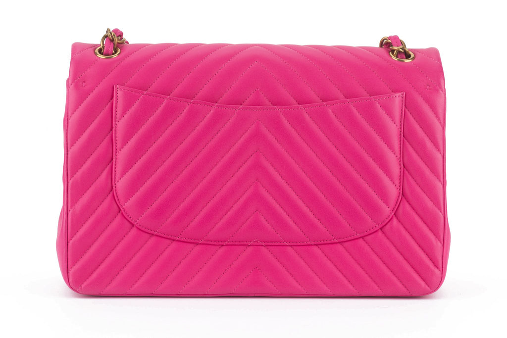 Chanel Pink Chevron Classic Double Flap
