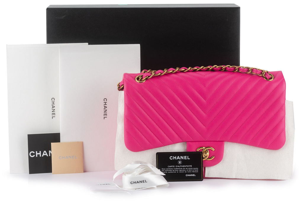 Chanel Pink Chevron Classic Double Flap