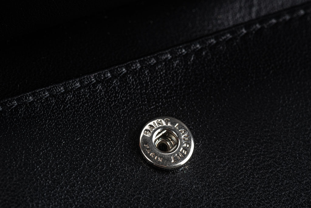 YSL New Black Croc Embossed Wallet