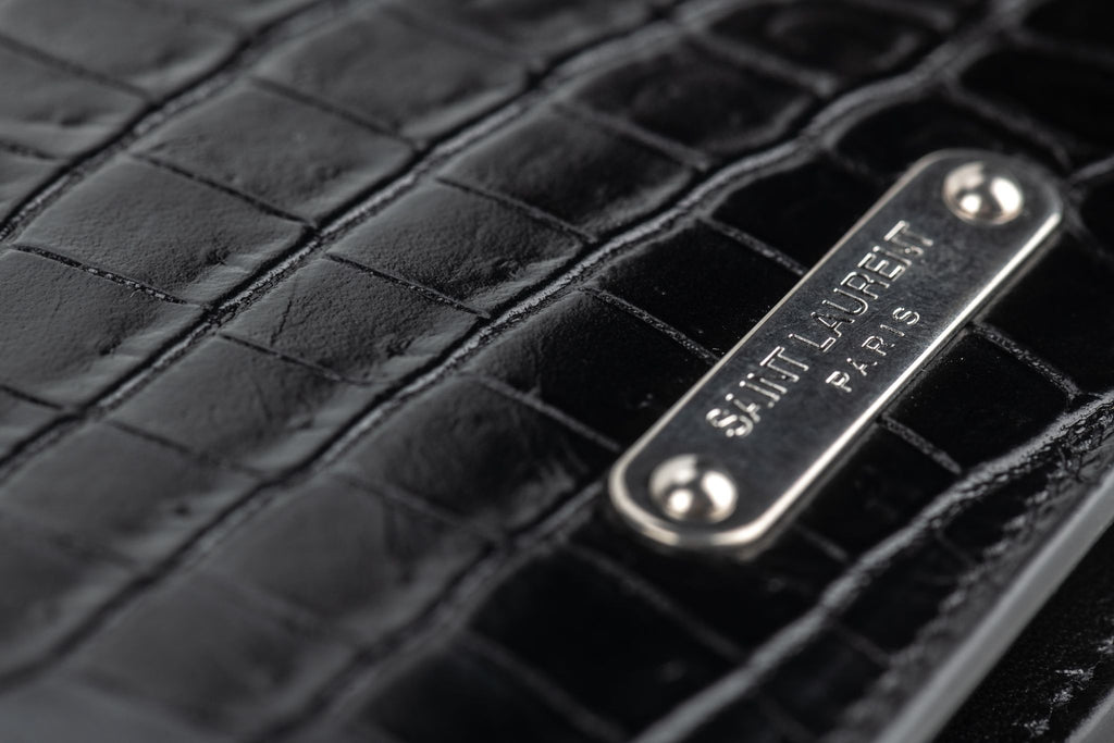 YSL New Black Croc Embossed Wallet