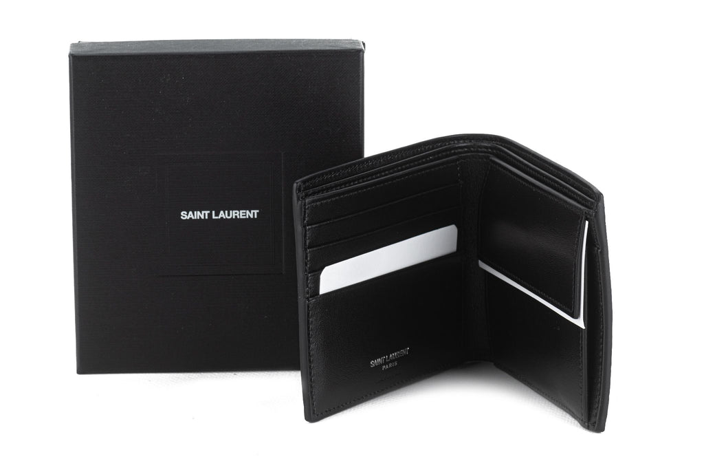 YSL New Black Croc Embossed Wallet