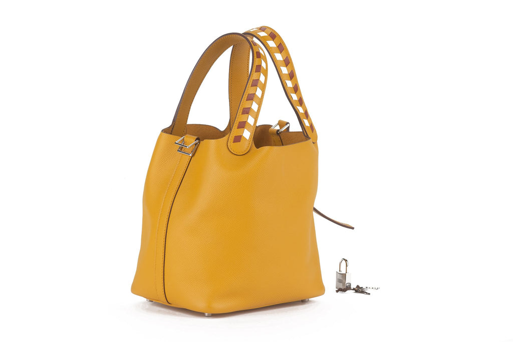 Hermès Tressage De Cuir Picotin Jaune