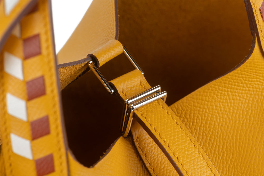 Hermès Tressage De Cuir Picotin Jaune